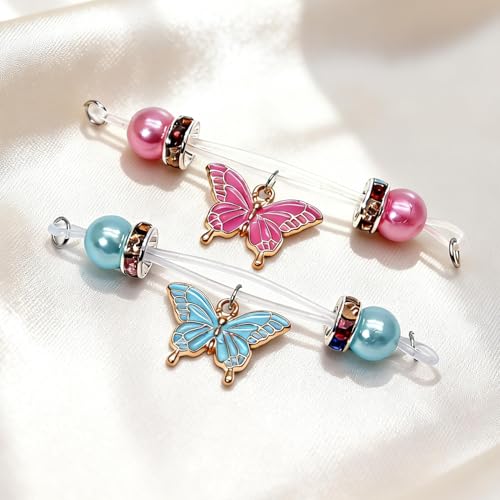 2 Pairs Fake Nipple Rings Nipple Jewelry Non Piercing Butterfly Dangle Nipple Barbells Adjustable Nooses Faux Nipple Piercing Body Jewelry for Men Women - style: Butterfly 2
