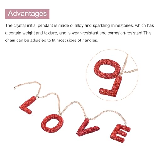 MECCANIXITY Bling Car Letter Charm, Initial I Letter Interior Car Rear View Mirror Decoration Hanging Crystal Ornaments for Women Bags Water Cup DIY Craft, Red - style: Letter I