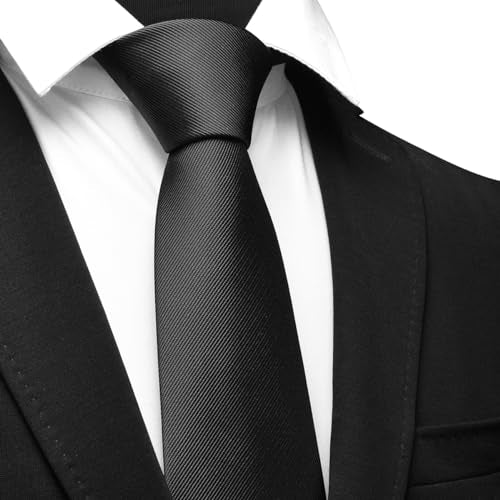 GUSLESON Classic New 3.15"（8cm） Men's Solid Color Necktie Wedding Business Tie + Gift Box - color: Black
