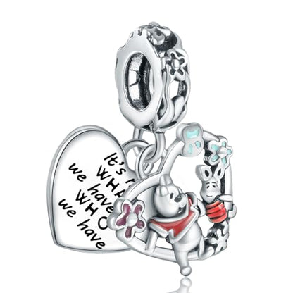 MITSOKU 925 Sterling Silver Charms for Bracelets Necklaces Animal prototype Pendant Safety Chain Dangle Pendants Beads Christmas Day Charms Jewelry Gift for Women - style: Bear and Little Pig Pendant