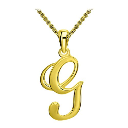 SEA OF ICE Letter Initial Necklace, Alphabet Letter Pendant Necklace, Sterling Silver, Gold, Rose Gold Necklace for Women, Elegant Initial Necklaces, Personalized Custom Women's Necklaces - color: Yellow Gold - G