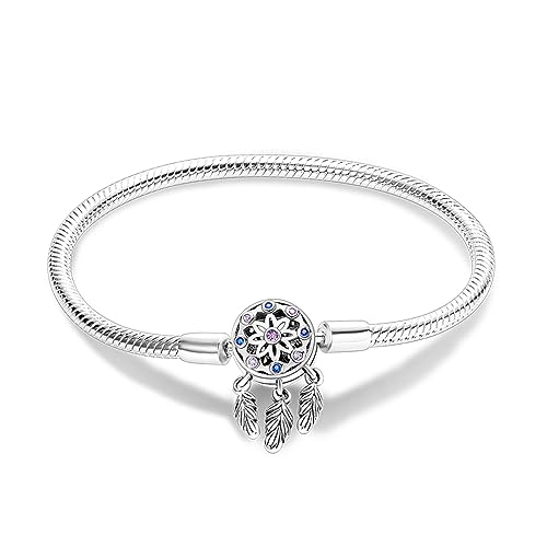 KUNSIR 925 Sterling Silver Palm Clasp Snake Chain Bracelet Basic Charm Bracelets Fit Any PDL Charm, with for Teen Women - style: KJB011