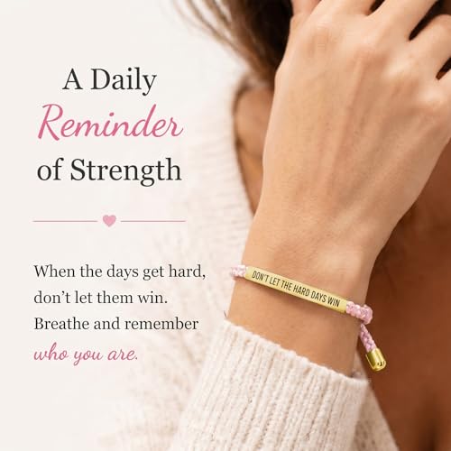 Frodete Dont Let The Hard Days Win Bracelet Inspirational Gifts for Women Adjustable Braided Tube Bracelet Gifts for Friends - color: A4：dont let the hard days win（pink gold）