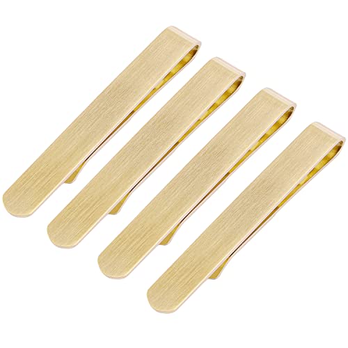 HAWSON Skinny Tie Clip Bar Set, 2 Inch Tie Clip for Men - Wedding, Meeting, Party Gift Set - color: B-4 pcs Brushed Gold