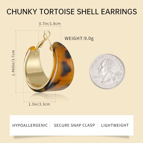 Dr's gift Chunky Leopard Print Earrings for Women 14K Gold Plated Statement Huggie Hoop Earrings Brown Acrylic Tortoise Resin Cheetah Trendy Jewelry - color: Leopard 3