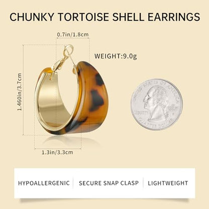 Dr's gift Chunky Leopard Print Earrings for Women 14K Gold Plated Statement Huggie Hoop Earrings Brown Acrylic Tortoise Resin Cheetah Trendy Jewelry - color: Leopard 3