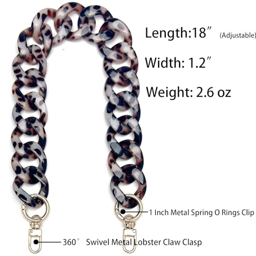 AUMEY Leopard Print Resin Chain Purse Strap, Decorative Bag Handle Replacement - color: 01- Leopard Print