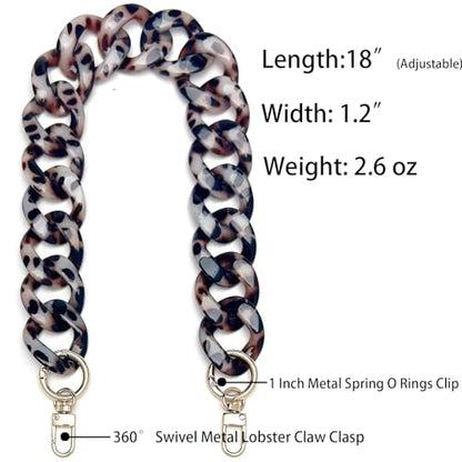 AUMEY Leopard Print Resin Chain Purse Strap, Decorative Bag Handle Replacement - color: 01- Leopard Print