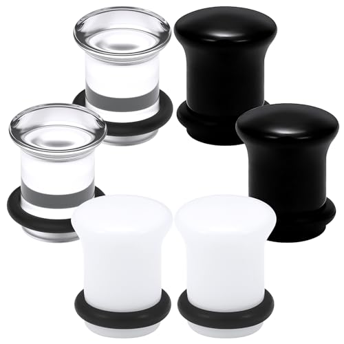 14G-12mm Solid Acrylic Clear Opalite Black Gauges for Ears Plugs with O-Rings Single Flare Gauges Stretching Kit Ear Expander Piercing Jewelry for Women Men - color: 2G=6mm(1/4 inch)