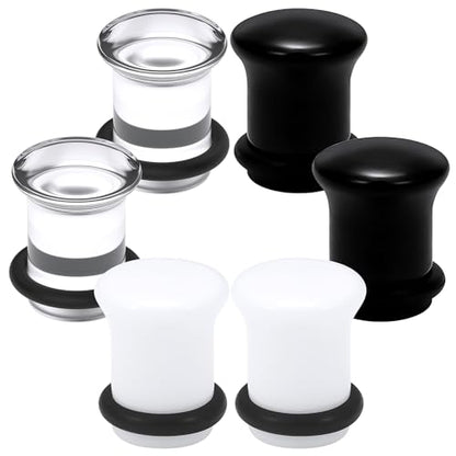 14G-12mm Solid Acrylic Clear Opalite Black Gauges for Ears Plugs with O-Rings Single Flare Gauges Stretching Kit Ear Expander Piercing Jewelry for Women Men - color: 2G=6mm(1/4 inch)