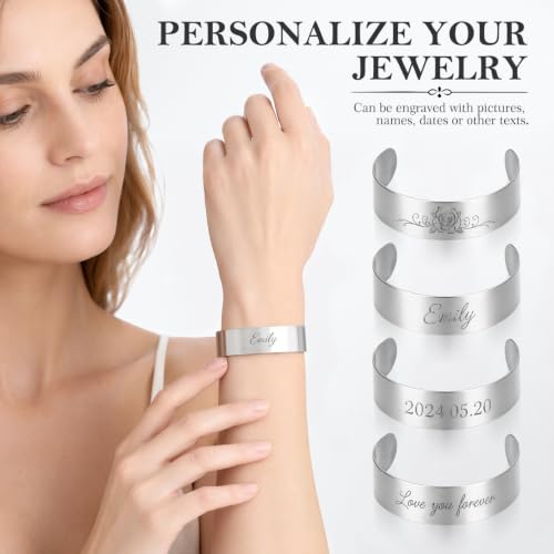 Operitacx 8Pcs Bracelet Blanks for Jewelry Making Stainless Steel Cuff Bracelet Blanks for Engraving and Stamping Adjustable Metal Core 2.48 X 2.36 X 0.78 in - size: 8pcs-20mm