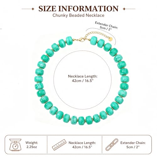 Chunky Colorful Beaded Necklace for Women Boho Summer Statement Resin Choker Necklaces Beach Jewelry Accessories - color: Light Blue