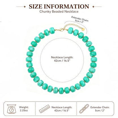 Chunky Colorful Beaded Necklace for Women Boho Summer Statement Resin Choker Necklaces Beach Jewelry Accessories - color: Light Blue