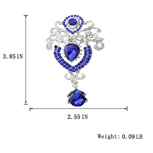 seven wolves Women Crystal Bouquet Brooch Pin All-Match Accessories Rhinestone Brooches and Pins - color: Sapphire B