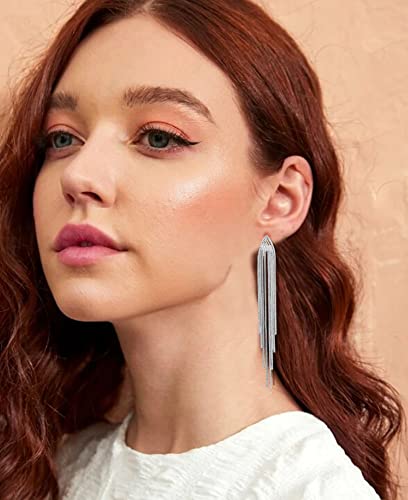 Long Earrings for Women Dangling Black Tassel Earrings Fringe Earrings Formal Elegant Earrings Bridesmaid Jewelry - style: s
