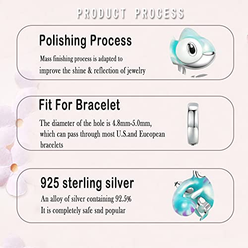 LNQOBU 925 Sterling Silver Charms Color-changing Chameleon Dangle Charm Beads Glow in the Dark Charme fits Pandora Bracelets and Necklace Jewelry Gift for Women - style: C-Blue Chameleon Charm