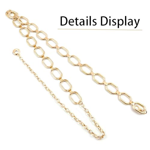 Eohak O-Ring Metal Waist Chain for Women Adjustable Metal Waist Belt Belly Link for Jeans Dress - color: Gold-oval