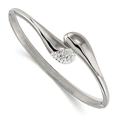 Jewels By Lux Stainless Steel Polished Preciosa Crystal Hinged Bangle
