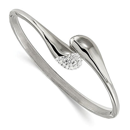 Jewels By Lux Stainless Steel Polished Preciosa Crystal Hinged Bangle