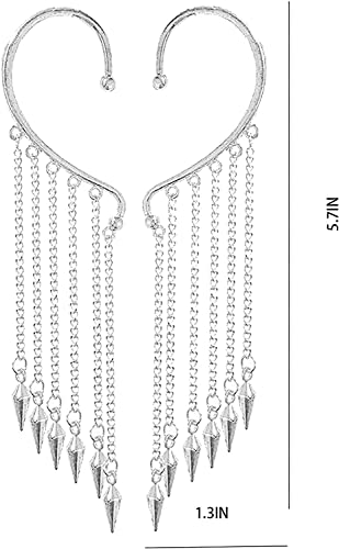 Ear Cuffs Earrings for Women Non Piercing,Long Tassel Ear Wrap Earrings Ear Cuff Droping Chain Earrings jewelry - color: C:Bullet B
