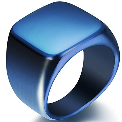 Jude Jewelers Stainless Steel Signet Ring Black Silver Gold Classical Cocktail Husband Father Valentine - color: Blue