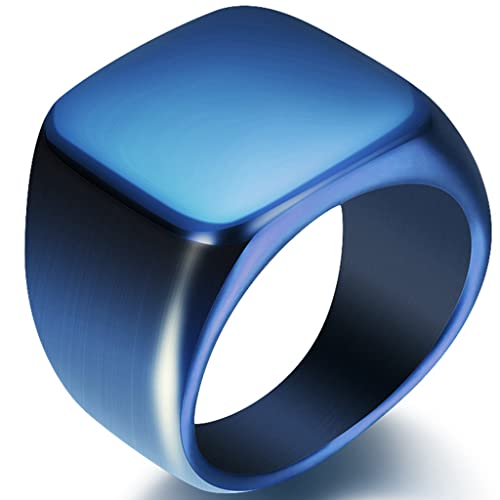 Jude Jewelers Stainless Steel Signet Ring Black Silver Gold Classical Cocktail Husband Father Valentine - color: Blue