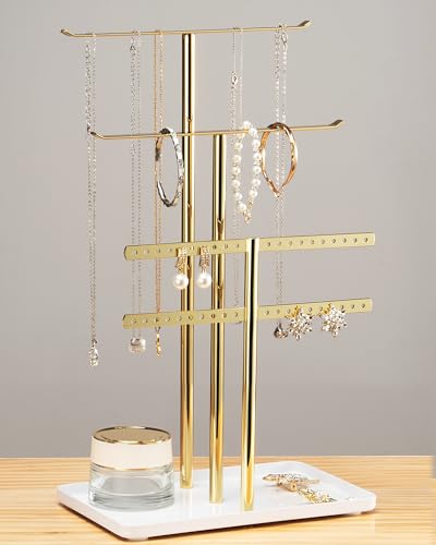 pickpiff Jewelry Organizer: 14.5" Sturdy Stand for 80 Pcs Jewelry, Shiny Gold - color: Mirrored Gold, size: 14.5" Height