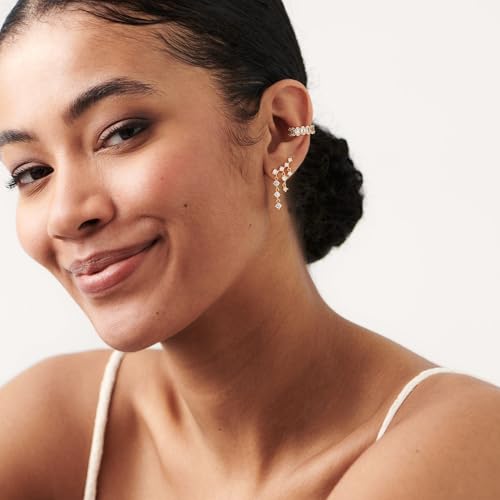 Ear Cuffs Non Piercing for Women 14K Gold Plated Ear Cuff Earrings Colorful Cubic Zirconia Paved Trendy Cartilage Earring Jewelry | Single - color: Gold