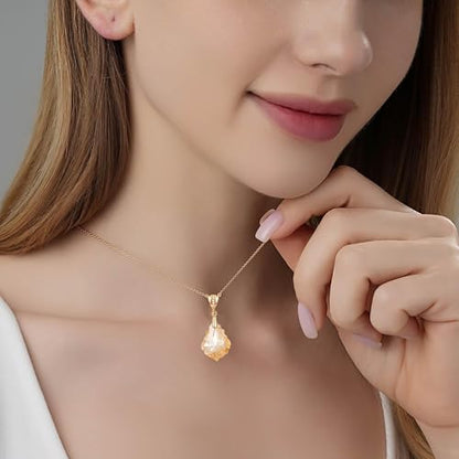 EVEVIC Teardrop Austrian Crystal Charm Pendant Necklace for Women | 14K Gold Plated,Adjustable Chain Fit,Elegant Teardrop Crystal,Gift Box Included,Perfect for Daily Wear and Special Events - color: Light Topaz
