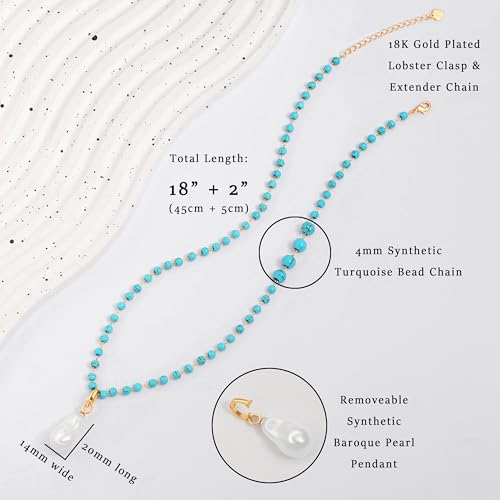 Aobei Pearl 18K Gold Plated Pendant Necklace for Women Dainty Gold Chain Choker Love Heart Disc Coin Pearl Cross Toggle Jewelry - style: Removeable Pearl Pendant