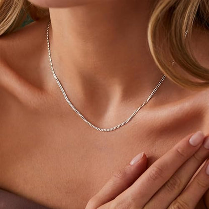 WomenGifts Cuban Link Chain Necklace for Women, Waterproof 14k Gold Silver Plated Chain Choker, Non Tarnish Stainless Steel Jewelry, 3.5/5/6/8/11mm,14/16/18 Inch Thin&Chunky&Thick - color: Silver, style: 3.5MM-16"
