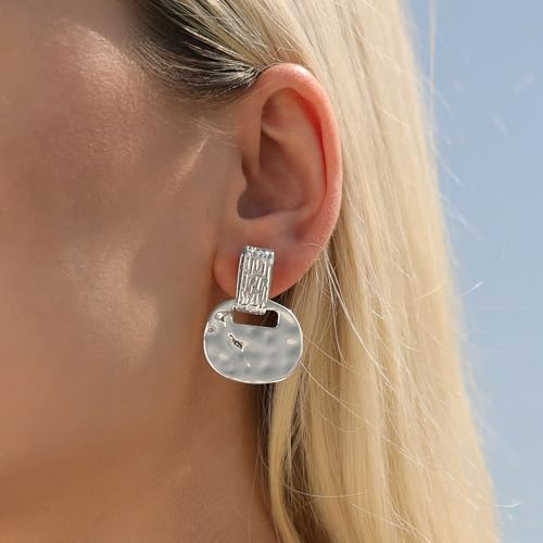 MUYAN Gold Clip On Drop Earrings for Women Non Piercing Dangle Earrings Fashion Jewelry - color: C Clip Silver