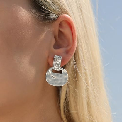 MUYAN Gold Clip On Drop Earrings for Women Non Piercing Dangle Earrings Fashion Jewelry - color: C Clip Silver