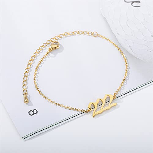 PAMTIER Angel Number Ankle Bracelet for Women Adjustable Chain | Stainless Steel, Dainty Simple Numerology Jewelry Gift - color: 5.5+2.8inch, Gold 222