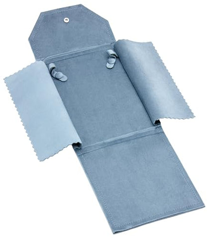 Velvet Necklace Jewelry Travel Folder Storage Display Case (Light Ocean Blue) - color: Light Ocean Blue
