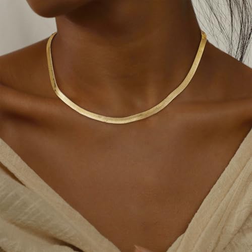 Gold Necklace for Women Chunky 14K Gold Plated Chain Necklace | Chunky Gold Necklace,Simple Paperclip Chain, Statement Choker Necklace,Non Tarnish,Trendy Jewelry,Gifts for Women - style: 6mm-snake chain-gd