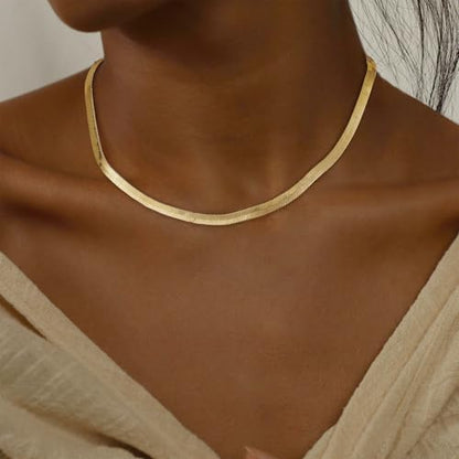 Gold Necklace for Women Chunky 14K Gold Plated Chain Necklace | Chunky Gold Necklace,Simple Paperclip Chain, Statement Choker Necklace,Non Tarnish,Trendy Jewelry,Gifts for Women - style: 6mm-snake chain-gd
