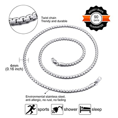GoldChic JEWELRY Chunky Cuban Chains for Men,Stainless Steel Cuban Chain Necklace, Venetian Chain Curb Chain Hip Hop Jewelry,4/6/9/12/14mm Width,14-30 inch Length, Black/Gold Plated/Silver - color: Silver, size: 20"(51cm), style: Venetian Chain-4MM width