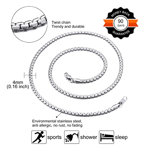 GoldChic JEWELRY Chunky Cuban Chains for Men,Stainless Steel Cuban Chain Necklace, Venetian Chain Curb Chain Hip Hop Jewelry,4/6/9/12/14mm Width,14-30 inch Length, Black/Gold Plated/Silver - color: Silver, size: 14"(35cm), style: Venetian Chain-4MM width