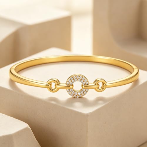 hotoo Gold Plated Bangle Bracelet for Women - style: O-Ring (Gold)