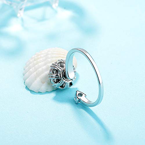 Fidget Rings for Anxiety, Womens Focus Spinner Ring, Discreet Boredom Relieving Ring Stacking Finger Promise Engagement Gift - color: Silver Band + Rose Band