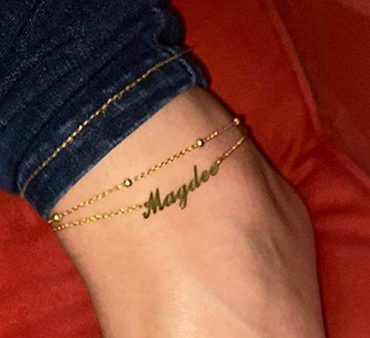 Ankle Bracelet for Women Personalized Name Anklet 18K Gold Plated Custom Dainty Anklet Bracelet Beach Jewelry for Girlfriend - color: Style 07