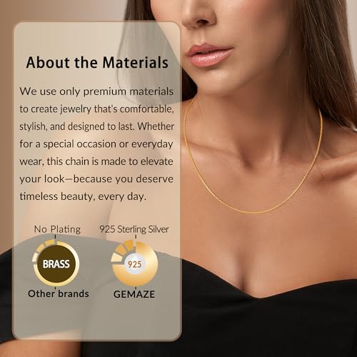 1.3mm Snake Chain 925 Sterling Silver 14K Gold Plated Chain Necklace for Women, Non-Tarnish, Tangle-Free, Silky-Smooth, Gift-Ready Luxury Chain - color: Gold, size: 16 Inch (Women's Choker Length)