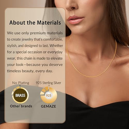 1.3mm Snake Chain 925 Sterling Silver 14K Gold Plated Chain Necklace for Women, Non-Tarnish, Tangle-Free, Silky-Smooth, Gift-Ready Luxury Chain - color: Gold, size: 24 Inch