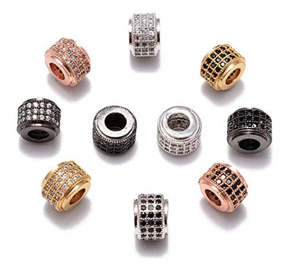 AD Beads Zircon Pave Rhinestones Rondelle Big Hole Bracelet Connector Spacer Beads 10pcs Mixed Color 6x7mm - color: 10pcs Mixed Color 3 Row Rondelle (6x7mm)