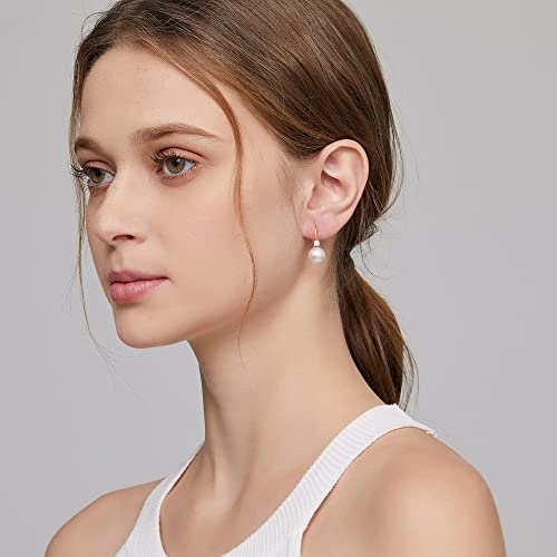 Pearl Earrings for Women Pearl Leverback Earrings 925 Sterling Silver - color: A4-zirconia-yellow