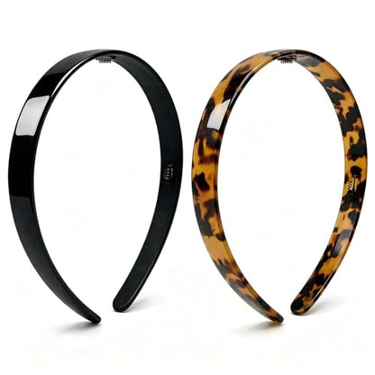 2 Pack Headbands for Women Tortoise Shell Hair Band Acetate Resin Fashion Hair Accessories Style A