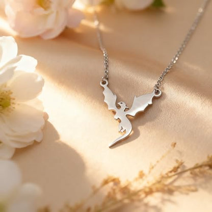 Baydurcan Dainty Silver Necklace for Women Ankh Horse Celtic Necklace Gifts | Dainty charm gifts for friends sister mother, birthday, christmas, graduation gifts. Ready to give with card & envelope. - style: Dragon
