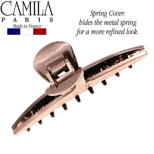 Camila Paris CP2597 French Hair Clip for Women, Narrow, Strong Hold Grip Double Teeth Girls Hair Claw Clips Jaw, Fashion Durable Styling Hair Accessories for Women, Made in France - color: Rose 4"