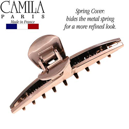 Camila Paris CP2597 French Hair Clip for Women, Narrow, Strong Hold Grip Double Teeth Girls Hair Claw Clips Jaw, Fashion Durable Styling Hair Accessories for Women, Made in France - color: Rose 4"